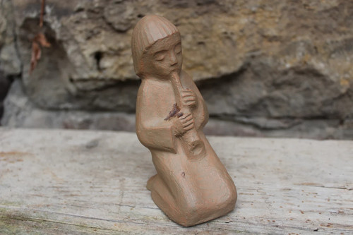 Mädchen mit flöte signiert - mädchen,