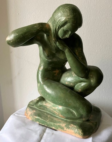 Antike ton figur frau - ton,